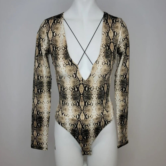 Fashion Nova Snake Print Bodysuit - Picture 1 of 3